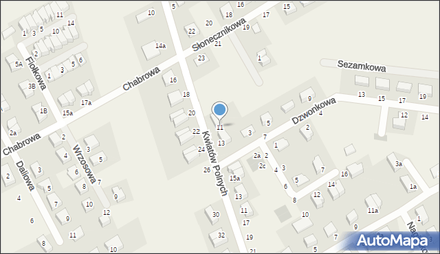 Dobrzykowice, Kwiatów Polnych, 11, mapa Dobrzykowice