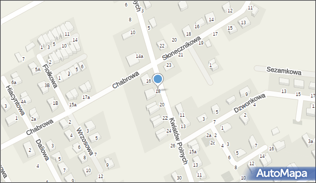 Dobrzykowice, Kwiatów Polnych, 18, mapa Dobrzykowice