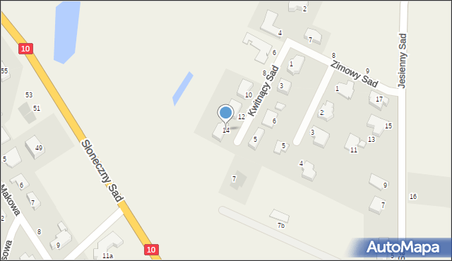 Dołuje, Kwitnący Sad, 14, mapa Dołuje