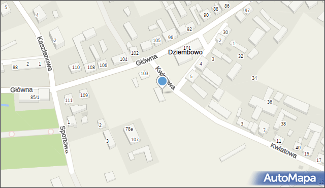 Dziembowo, Kwiatowa, 2, mapa Dziembowo