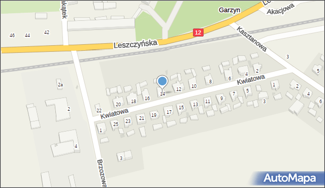 Garzyn, Kwiatowa, 14, mapa Garzyn