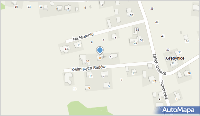 Grębynice, Kwitnących Sadów, 8, mapa Grębynice