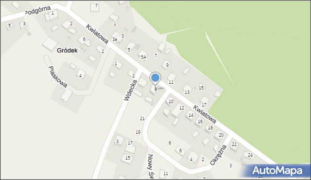 Gródek, Kwiatowa, 8, mapa Gródek