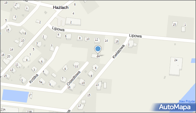 Hażlach, Kwiatowa, 4A, mapa Hażlach