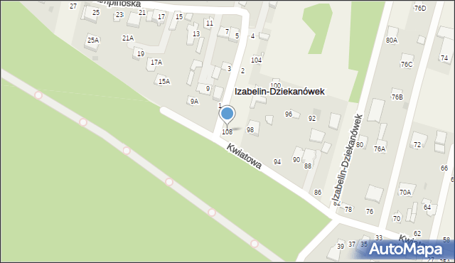 Izabelin-Dziekanówek, Kwiatowa, 108, mapa Izabelin-Dziekanówek