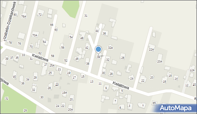Izabelin-Dziekanówek, Kwiatowa, 34, mapa Izabelin-Dziekanówek