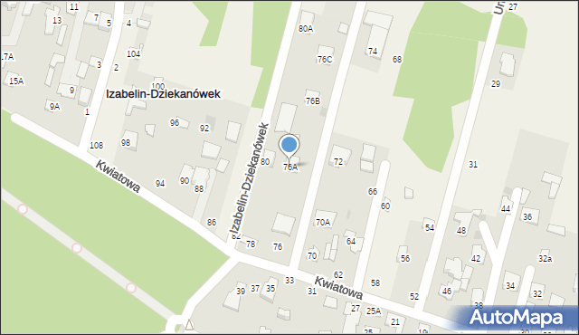 Izabelin-Dziekanówek, Kwiatowa, 76A, mapa Izabelin-Dziekanówek