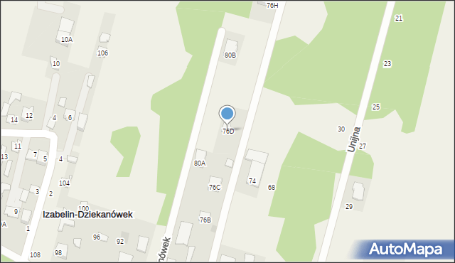 Izabelin-Dziekanówek, Kwiatowa, 76D, mapa Izabelin-Dziekanówek