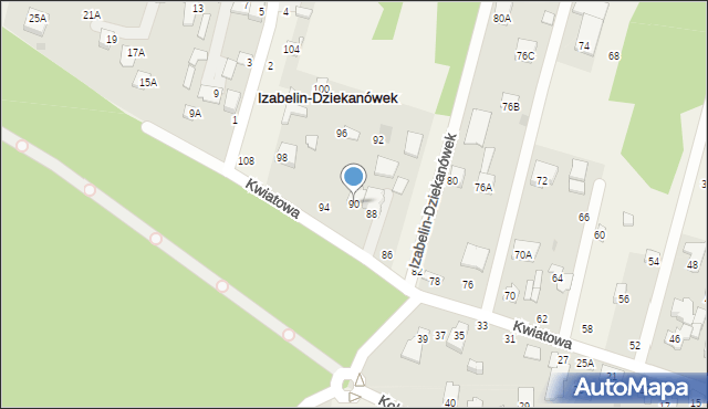 Izabelin-Dziekanówek, Kwiatowa, 90, mapa Izabelin-Dziekanówek