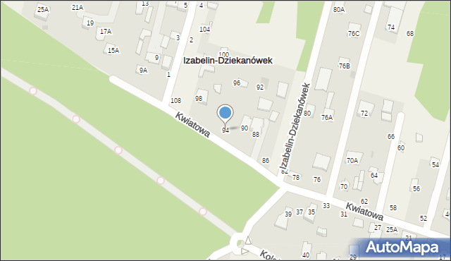 Izabelin-Dziekanówek, Kwiatowa, 94, mapa Izabelin-Dziekanówek