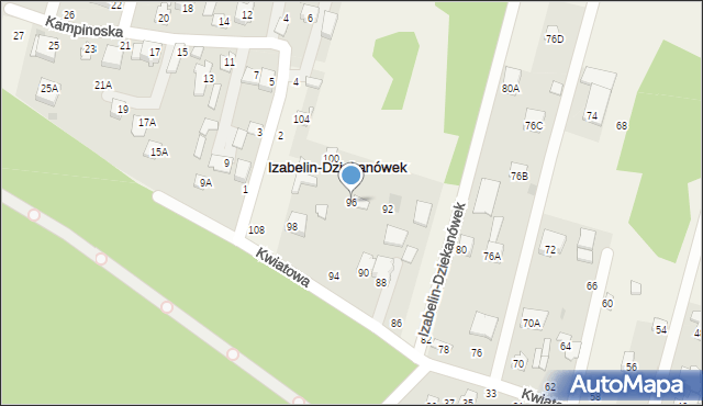 Izabelin-Dziekanówek, Kwiatowa, 96, mapa Izabelin-Dziekanówek
