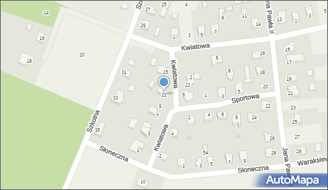 Jamielnik, Kwiatowa, 11, mapa Jamielnik