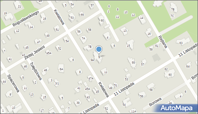 Józefów, Kwiatowa, 9, mapa Józefów