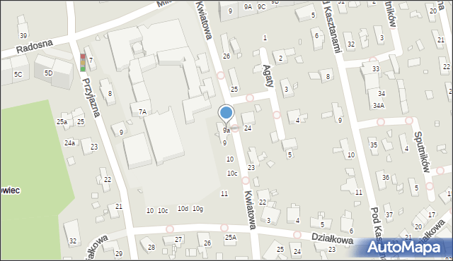 Katowice, Kwiatowa, 9a, mapa Katowic