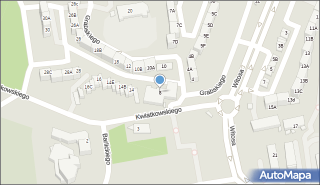 Katowice, Kwiatkowskiego Eugeniusza, 8, mapa Katowic