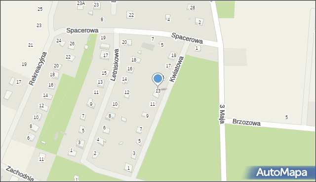 Kazimierz, Kwiatowa, 13, mapa Kazimierz