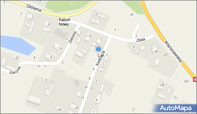 Kazuń Nowy, Kwitnąca, 4, mapa Kazuń Nowy