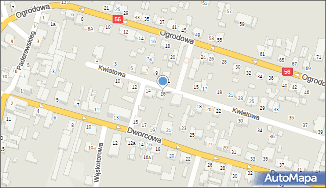 Koronowo, Kwiatowa, 16, mapa Koronowo