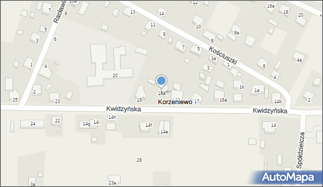 Korzeniewo, Kwidzyńska, 18a, mapa Korzeniewo