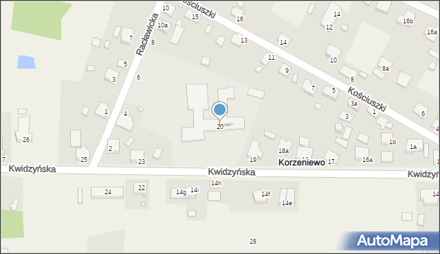 Korzeniewo, Kwidzyńska, 20, mapa Korzeniewo