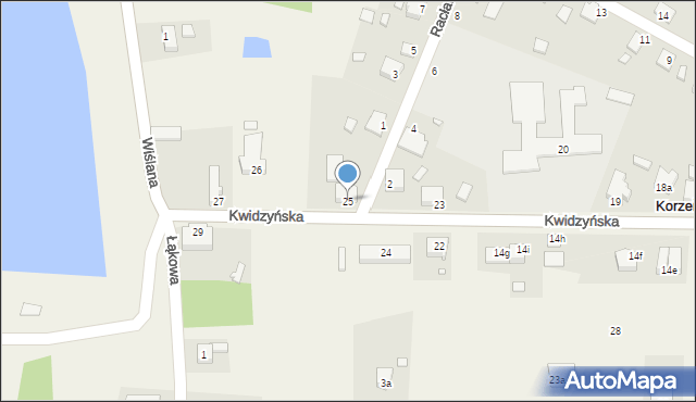 Korzeniewo, Kwidzyńska, 25, mapa Korzeniewo