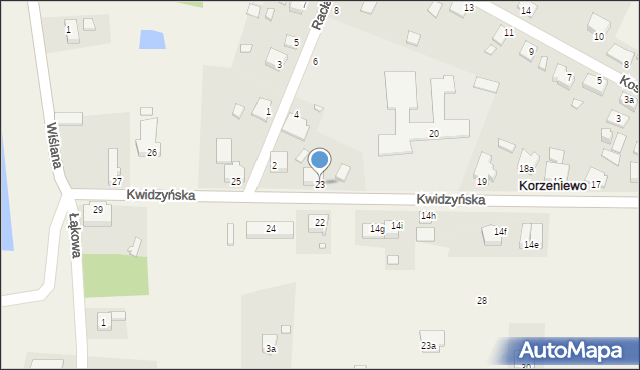 Korzeniewo, Kwidzyńska, 23, mapa Korzeniewo