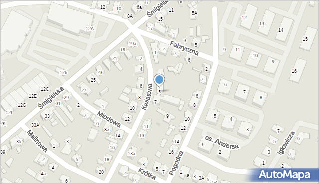 Kościan, Kwiatowa, 5, mapa Kościan