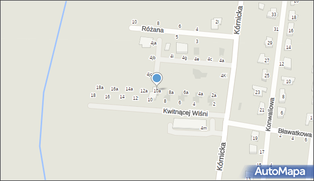 Kostrzyn, Kwitnącej Wiśni, 10a, mapa Kostrzyn