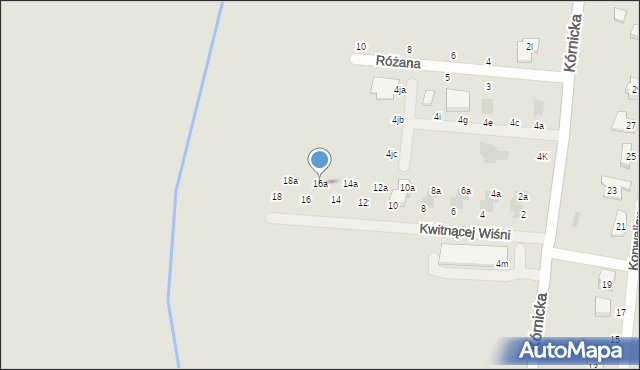 Kostrzyn, Kwitnącej Wiśni, 16a, mapa Kostrzyn