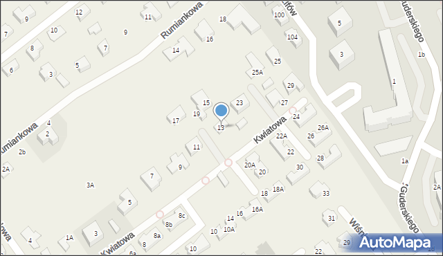 Kowale, Kwiatowa, 13, mapa Kowale