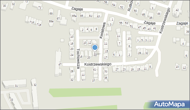 Kraków, Kwiatowa, 22, mapa Krakowa