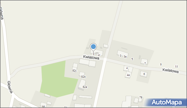 Krasowice, Kwiatowa, 1, mapa Krasowice