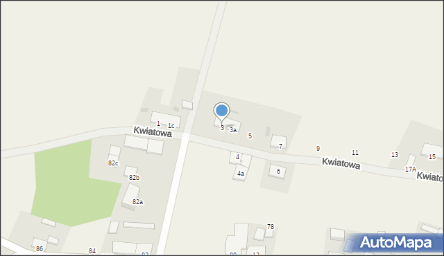 Krasowice, Kwiatowa, 3, mapa Krasowice