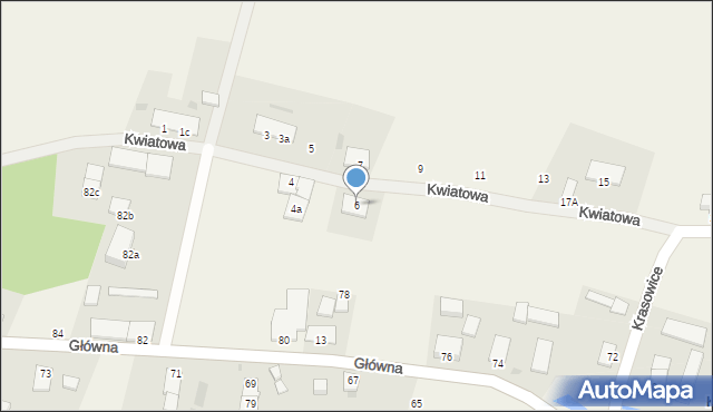 Krasowice, Kwiatowa, 6, mapa Krasowice