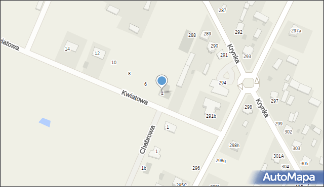 Krynka, Kwiatowa, 4, mapa Krynka