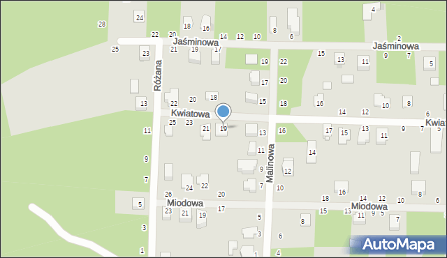 Łaskarzew, Kwiatowa, 19, mapa Łaskarzew