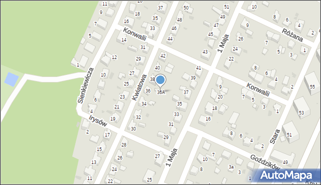 Łaziska Górne, Kwiatowa, 36A, mapa Łaziska Górne