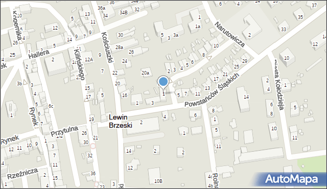 Lewin Brzeski, Kwiatowa, 1, mapa Lewin Brzeski