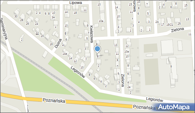 Łowicz, Kwiatowa, 4, mapa Łowicza