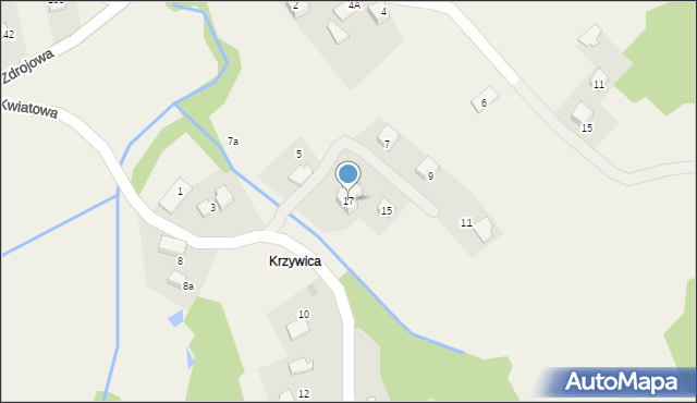 Lusina, Kwiatowa, 17, mapa Lusina