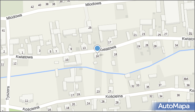 Lutogniew, Kwiatowa, 14, mapa Lutogniew