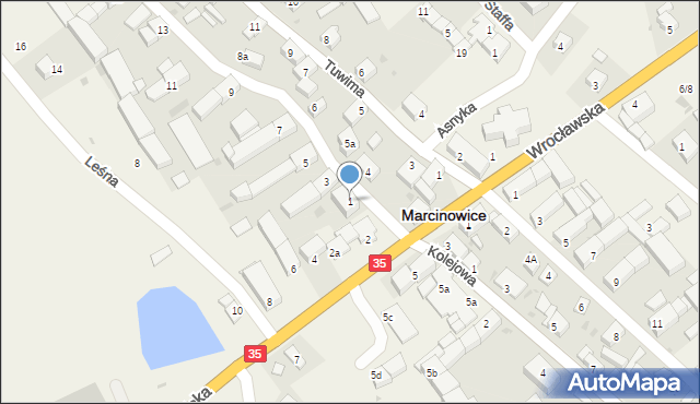 Marcinowice, Kwiatowa, 1, mapa Marcinowice