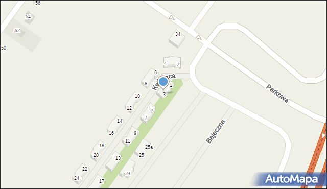 Michałowice-Wieś, Kwitnąca, 3, mapa Michałowice-Wieś