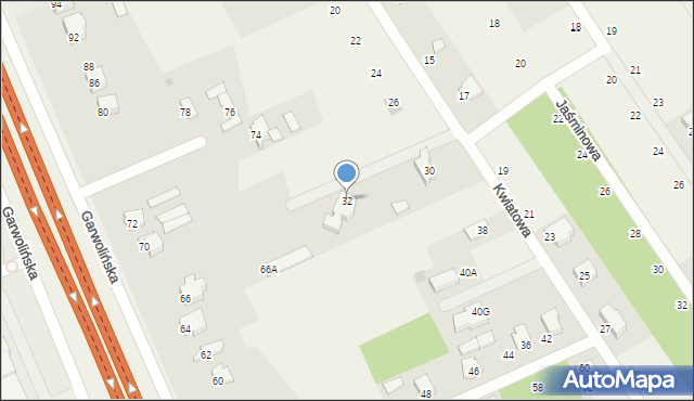 Miętne, Kwiatowa, 32, mapa Miętne