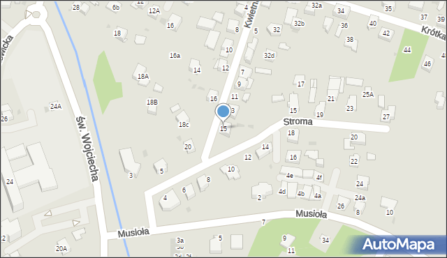 Mikołów, Kwietna, 15, mapa Mikołów