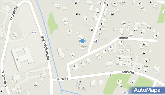 Mikołów, Kwietna, 20, mapa Mikołów