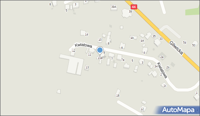 Mikołów, Kwiatowa, 11a, mapa Mikołów