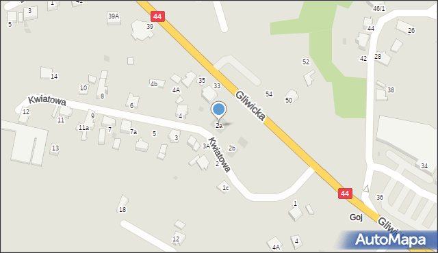 Mikołów, Kwiatowa, 2a, mapa Mikołów