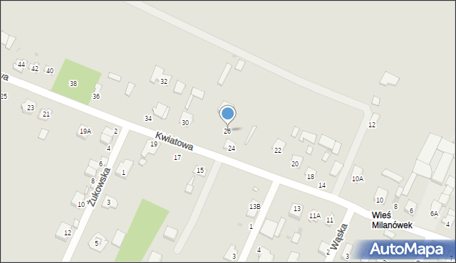 Milanówek, Kwiatowa, 26, mapa Milanówek