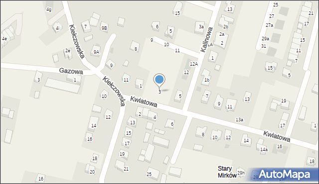 Mirków, Kwiatowa, 3, mapa Mirków